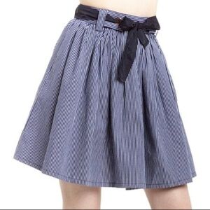 Free Generation Pleated Blue & White Striped Front Tie Skirt Size Large